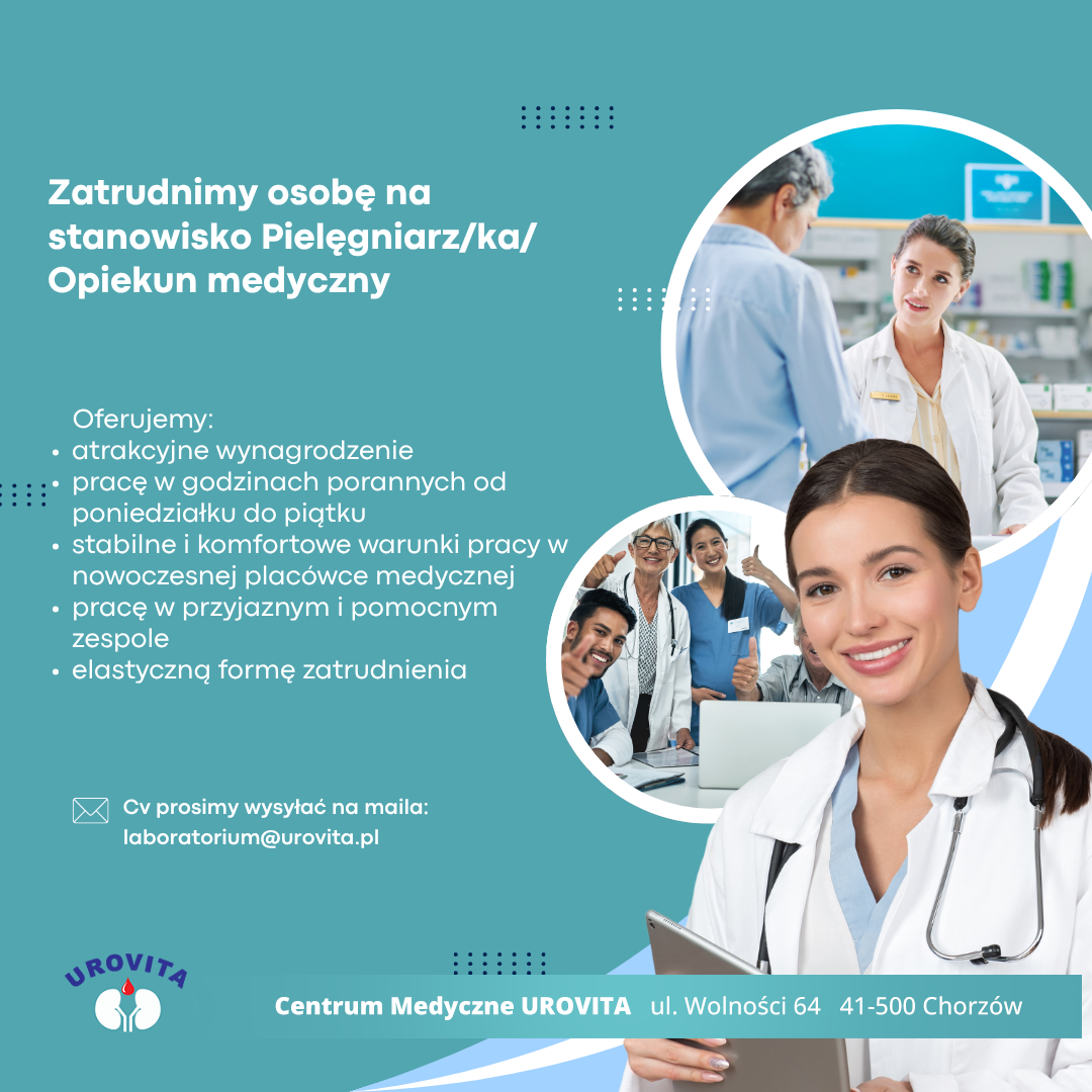 Zatrudnimy osobę na stanowisko Pielęgniarz/ka / Opiekun Medyczny